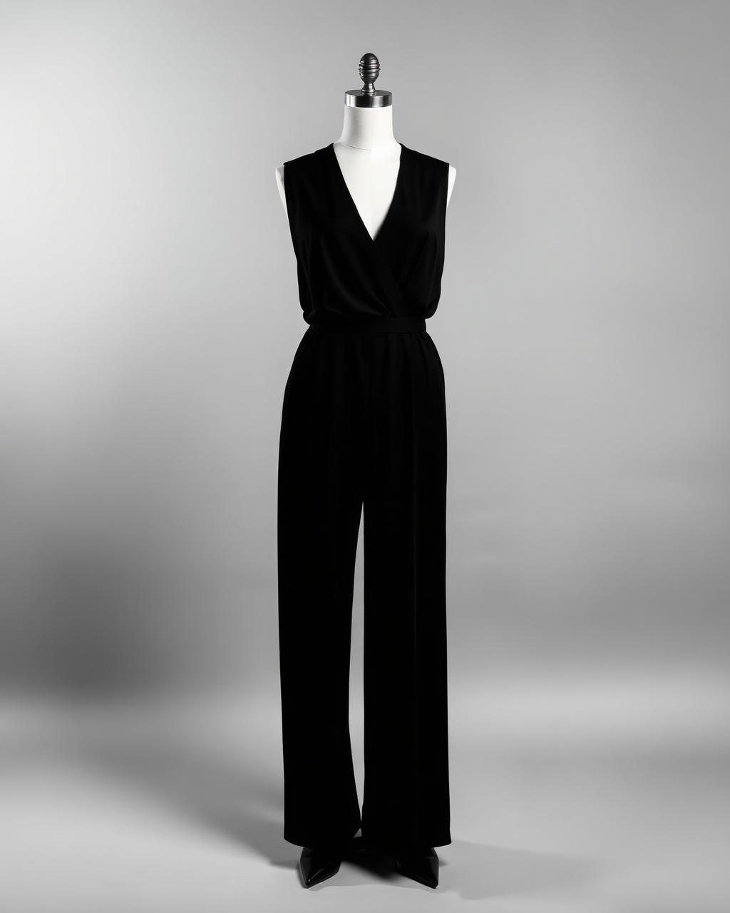 Noir Crepe Jumpsuit — Double-faced crepe
