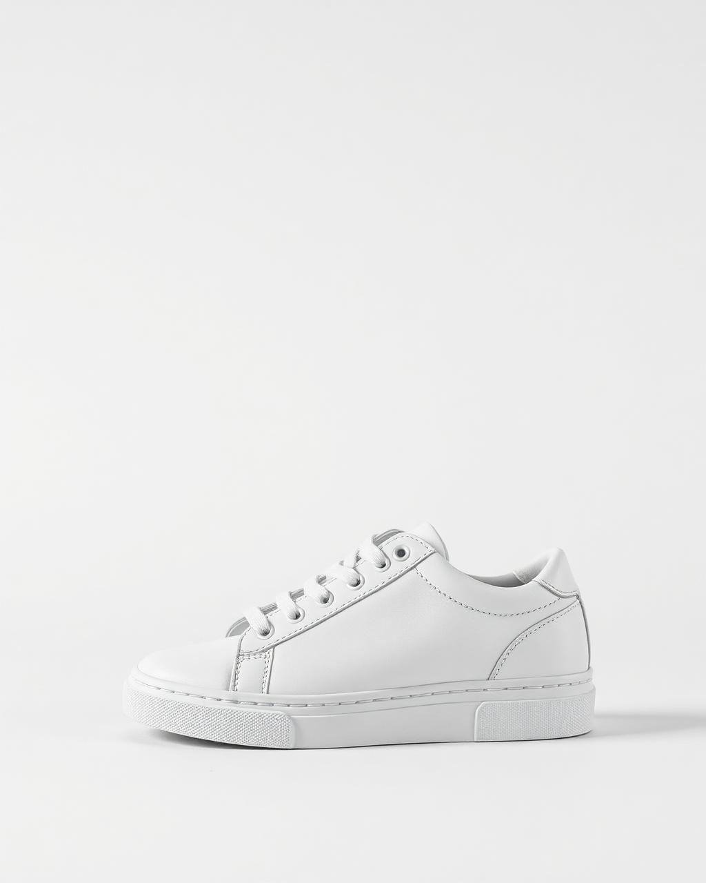 Minimal Leather Sneaker — Full-grain calf leather, rubber cup sole
